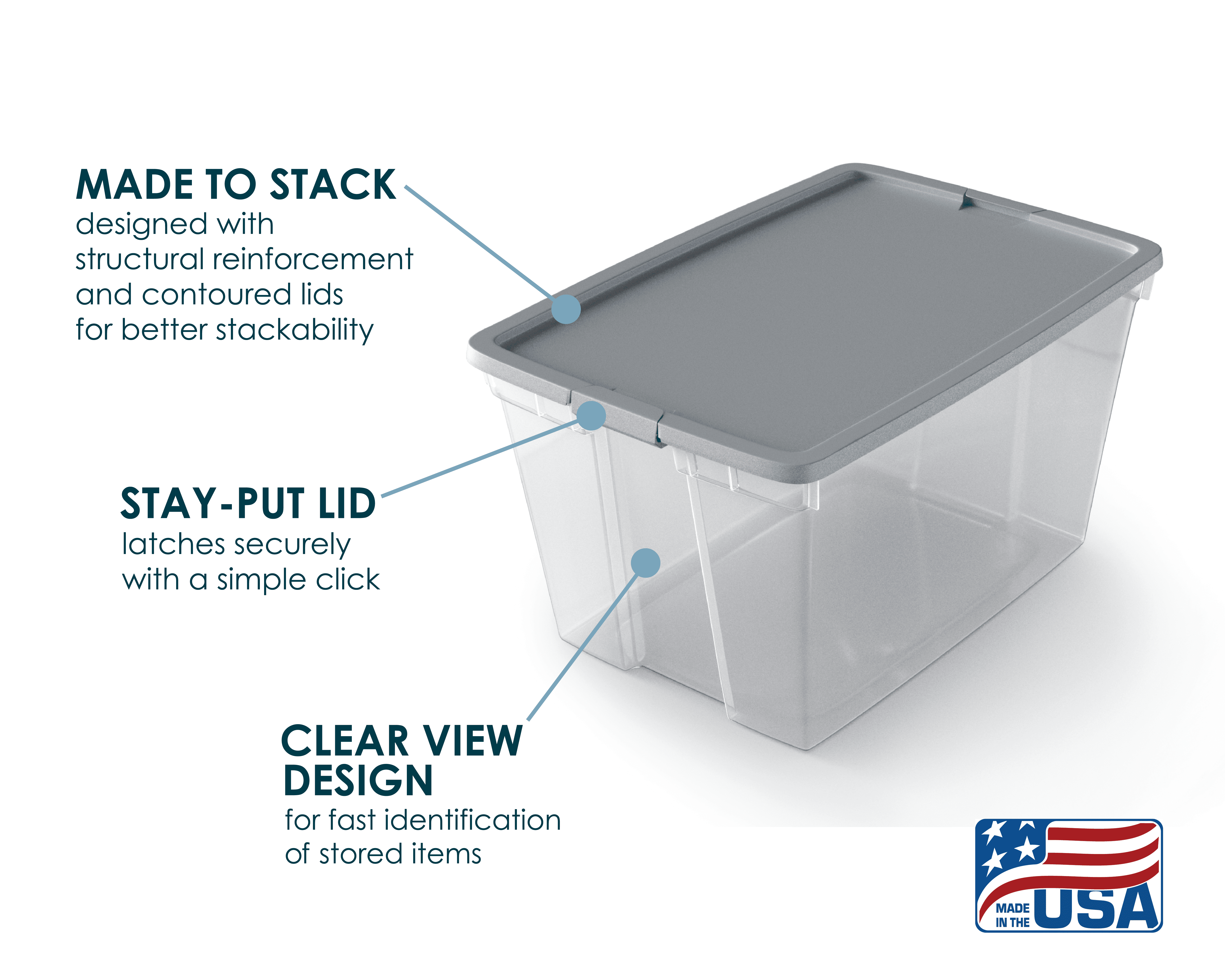 Tstorage 40 Quart Clear Plastic Storage Box with Lid and Wheels, Large Storage Bin, 4 Packs