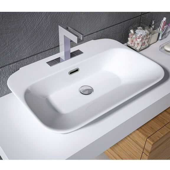 Edge 4465.01 Bathroom Sink in Ceramic White with One Faucet Hole