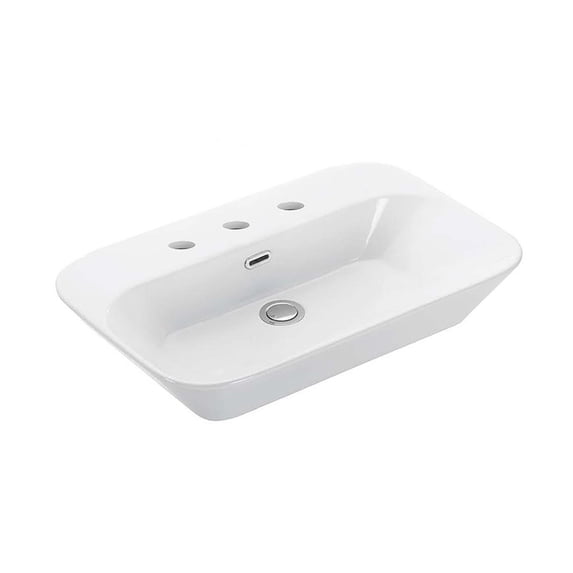 Edge 4465.03 Bathroom Sink in Ceramic White with Three Faucet Holes