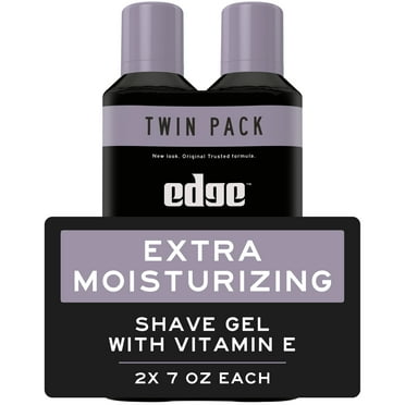 Edge Extra Moisturizing Mens Shave Gel Twin Pack, 14 oz, Made with Vitamin E to Moisturize Dry Skin