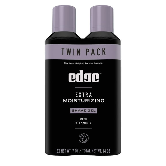 Edge Extra Moisturizing Shave Gel With Vitamin E, Twin Pack - 14 oz (Packaging May Vary)