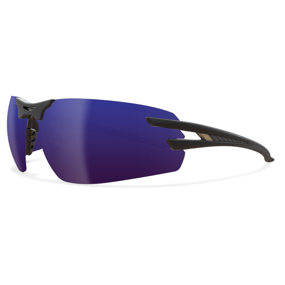 Edge Eyewear Safety Glasses, Blue, Mirrored, Black SL118