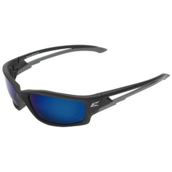 Edge Eyewear TSKAP218 Kazbek Polarized Safety Glasses, Black with Aqua Precision Blue Mirror Lens
