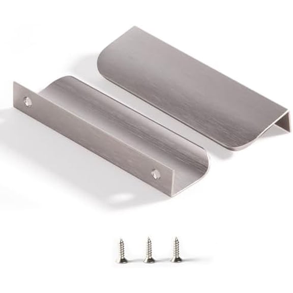 Edge Finger Pulls for Cabinet Kitchen Drawer knobs Low Profile Door Dresser Bathroom Closet Cupboard Furniture Handles Aluminum 5 Pack Modern Brushed Nickel 4.72inch Easy Installation