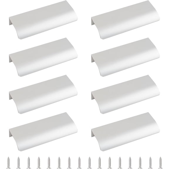 Edge Finger Tab Pull, 8pcs Concealed Drawer Pulls Modern Style Drawer Handle, Aluminum Alloy Hidden Back Mount Door Handle for Cabinet Hardware Drawer Wardrobe, 80mm/Silver