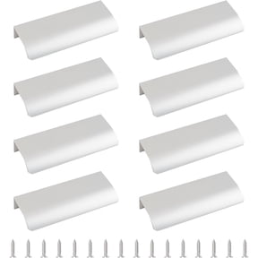 Edge Finger Tab Pull, 8pcs Concealed Drawer Pulls Modern Style Drawer Handle, Aluminum Alloy Hidden Back Mount Door Handle for Cabinet Hardware Drawer Wardrobe, 80mm/Silver