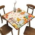 thumbnail image 1 of Edge Fitted Square Tablecloth, Thanksgiving Autumn Harvest Pumpkin Waterproof Wipe Clean Polyester Table Cloth, for Indoor Holiday Family Banquet Outdoor Patio Use, Fit for 34'''' x 34'''' Table, 1 of 5