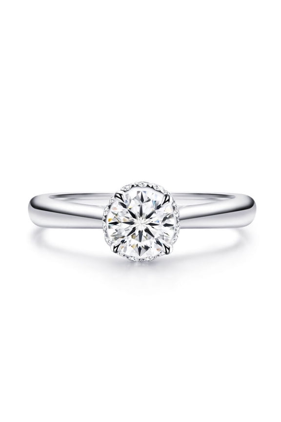 1.2 Ct Lab Created Round Cut Diamond Rings for Women - 14K White Gold Plated Bypass Diamond Cute Cat Rings for Animal Lovers - Kitty Cat Rings - Best Silver Gift for Cat Lovers