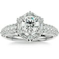 thumbnail image 1 of Edge Jewel 1.3 Ct Vintage Round Cut Diamond Ring - Lab-Created Simulated Diamond in 14K White Gold Over - Elegant Engagement Rings for Women's - Perfect for Proposals Anniversaries and Birthdays, 1 of 6
