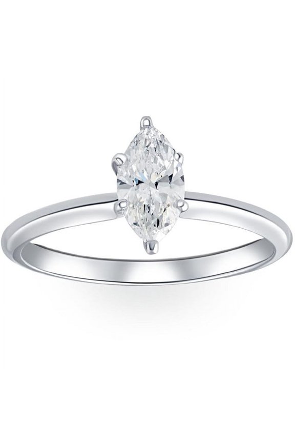 1.6 Ct Marquise Cut Diamond Rings for Her - 14K White Gold Over Rings - Engagement Wedding Simple Solitaire for Women's - Beautiful Handmade Rings On Clearance - Promise Gifts for Her