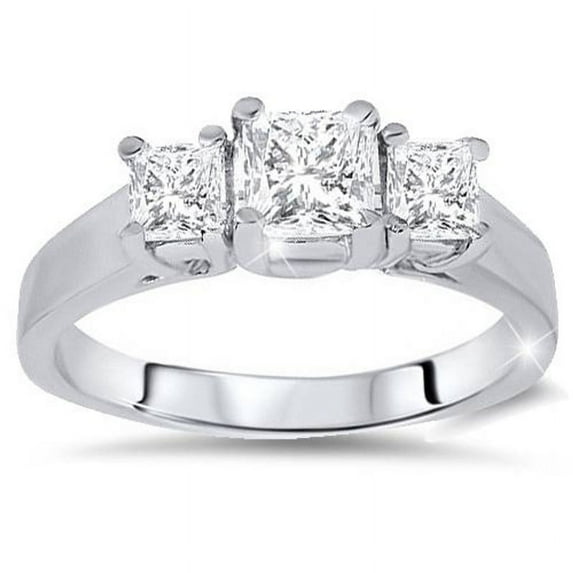 Edge Jewel 1.83 Ct Princess Cut Lab Created Simulated Diamond Ring - 14K White Gold Plated Ring - Stunning Engagement Ring for Women - Ideal Gifts for Birthdays and Anniversaries