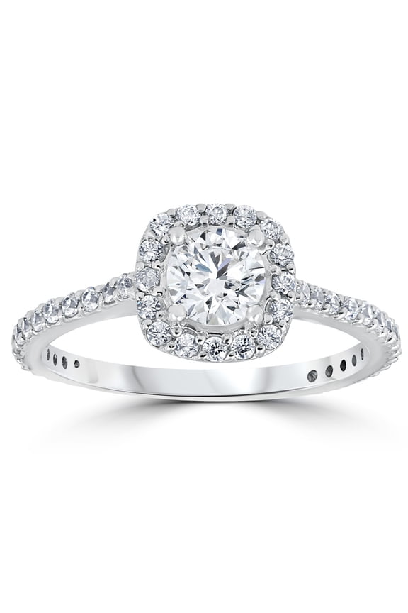1.83 Ct Round Cut Diamond Rings for Her - 14K White Gold Plated Solitaire Rings - Engagement Wedding Simple Halo Diamond Jewellery for Women's - Daily Wear Christmas Diamond Rings