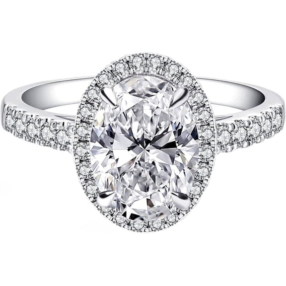 Edge Jewel 1.9 Ct Round Cut Simulated Diamond Rings - 14K White Gold Plated Rings - Floral Halo Anniversary Rings for Women - Latest Style Daily Wear Engagement Rings - Party Wear Diamond Rings