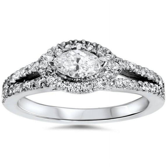 Edge Jewel 1.01 Ct Round Brilliant Cut Lab Created Diamond Ring - 14K White Gold Plated Women's Engagement Rings - Simple Engagement Wedding Solitaire Ring - Diamond Jewellery For Birthday Gift