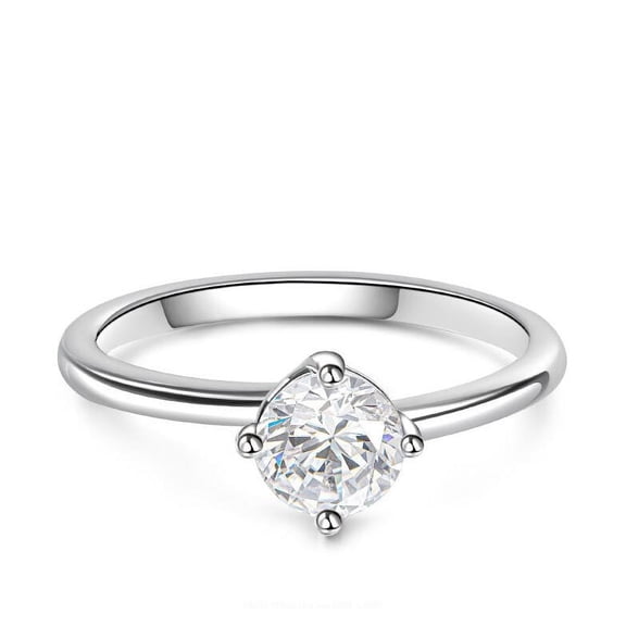 Edge Jewel 14K White Gold Plated Rings - 1.68 Ct Round Cut Diamond Silver Solitaire Rings for Women - Dainty Engagement Wedding Ring - Bridal Promise Rings - Solitaire Prong Set Anniversary Ring