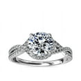 thumbnail image 1 of Edge Jewel Brilliant 2 Ct Round Cut Diamond Ring - 14K White Gold Plated Ring - Infinity Twisted Cross Over Shank Engagement Ring - Criss Cross Engagement Wedding Overlapped Diamond Ring for Women, 1 of 4