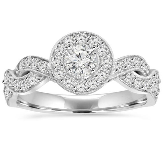 Edge Jewel 14k White Gold Over Diamond Wedding Anniversary Ring - 1.2 Ct Round Cut Lab Created Diamond Wedding Rings for Women's - Criss Cross Diamond Ring - Promise Wedding Engagement Rings