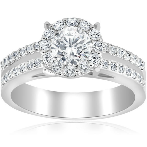 Edge Jewel 14k White Gold Over Diamond Wedding Anniversary Rings - 1.3 Ct Round Cut Lab Created Diamond Wedding Rings for Women's - Engagement Wedding Split Shank Ring for Women's - Proposal Ring