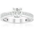 thumbnail image 1 of Edge Jewel 14k White Gold Over Diamond Wedding Anniversary Rings - 1.4 Ct Asscher Cut Lab Created Diamond Wedding Rings for Women's - Jewellery Diamond Rings Wedding Sets Past Present Future, 1 of 7