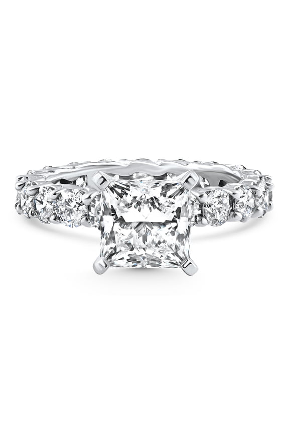 14K White Gold Over Ring Clearance - 1.9 Ct VVS1/D Princess Cut Lab Created Simulated Diamond Rings - 9th Year Anniversary Gifts for Her - Latest Engagement Diamond Rings for Sister
