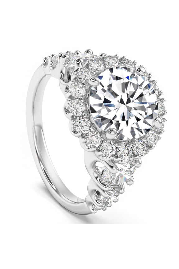 14k White Gold Over Wedding Engagement Rings for Her - Round Cut 2.1 Ct Lab Created Diamond Anniversary Rings - Wedding Jewellery For Bridesmaids Silver - Classic Wedding Ring for Her