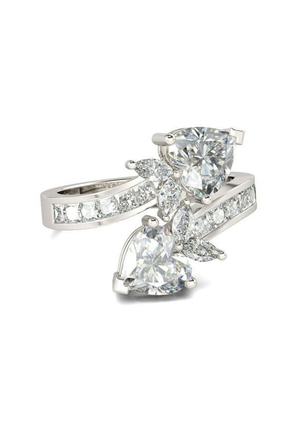 2.2 Ct Lab Created Round Cut Diamond Rings for Women - 14K White Gold Plated Wedding Rings - Modern Cluster Engagement Wedding Rings - Unique Anniversary Silver Gifts for Women