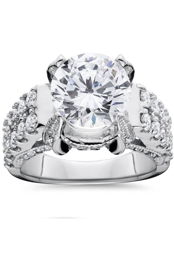 2.34 Ct Round Cut Lab Created Diamond Ring - Prong Set 14K White Gold Plated Ring - Unique Simple Design Engagement or Birthday Gift for Women - Perfect for Any Special Moment