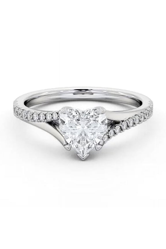 2 Ct Heart Cut Diamond Ring - 14K White Gold Plated Rings - Stacking Heart Halo Engagement Wedding Rings - Split Shank Designer Jewelry for Women - Diamond Rings for Birthday Gifts
