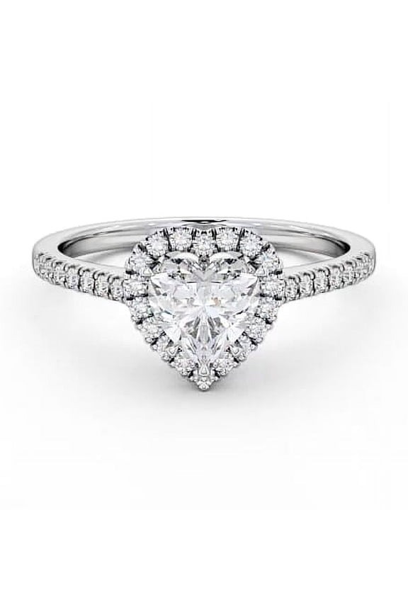 2 Ct Heart Cut Excellent Diamond Ring for Women - 14K White Gold Plated Ring - Stacking Heart Halo Engagement Wedding Ring for Women - Party Wear Diamond Rings for Her