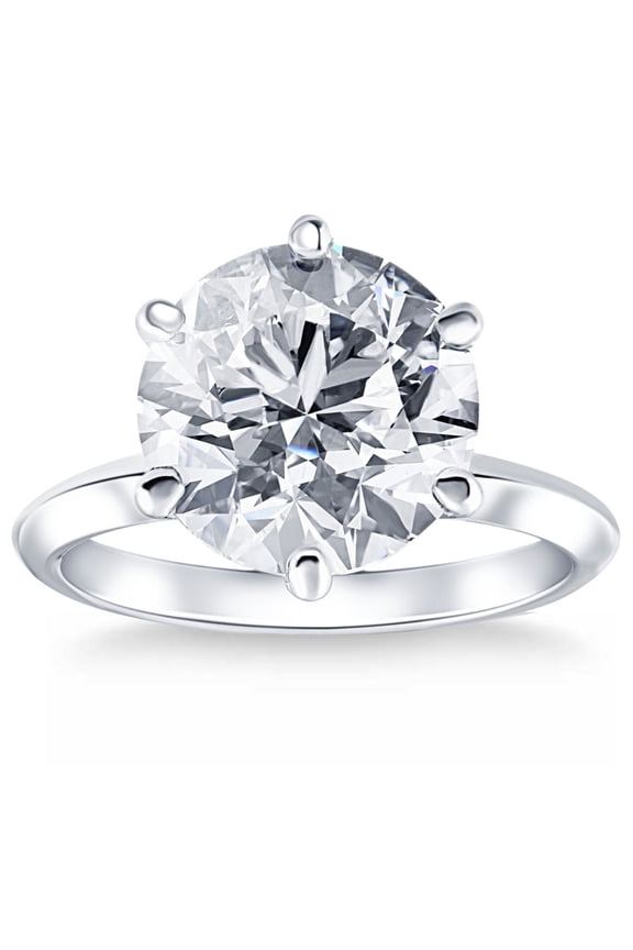 2.03 Ct Round Cut Diamond Rings for Her - New Year 14K White Gold Plated Rings - Mid Century Silver Special Occasion Rings - Women's Jewellery Engagement Wedding Silver Ring Gifts for Her