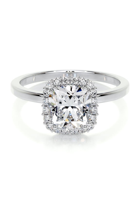 2 Ct VVS1/D Cushion Cut Lab Simulated Diamond Ring - 14K White Gold Plated Ring - Wedding Engagement Style Ring - Eternity Band for Her - Bridal Jewelry Ring