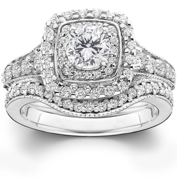 Edge Jewel 1 Ct Round Cut Lab-Created Simulated Diamond Engagement Ring 14K White Gold plated for Women, Anniversary and Birthday Gift