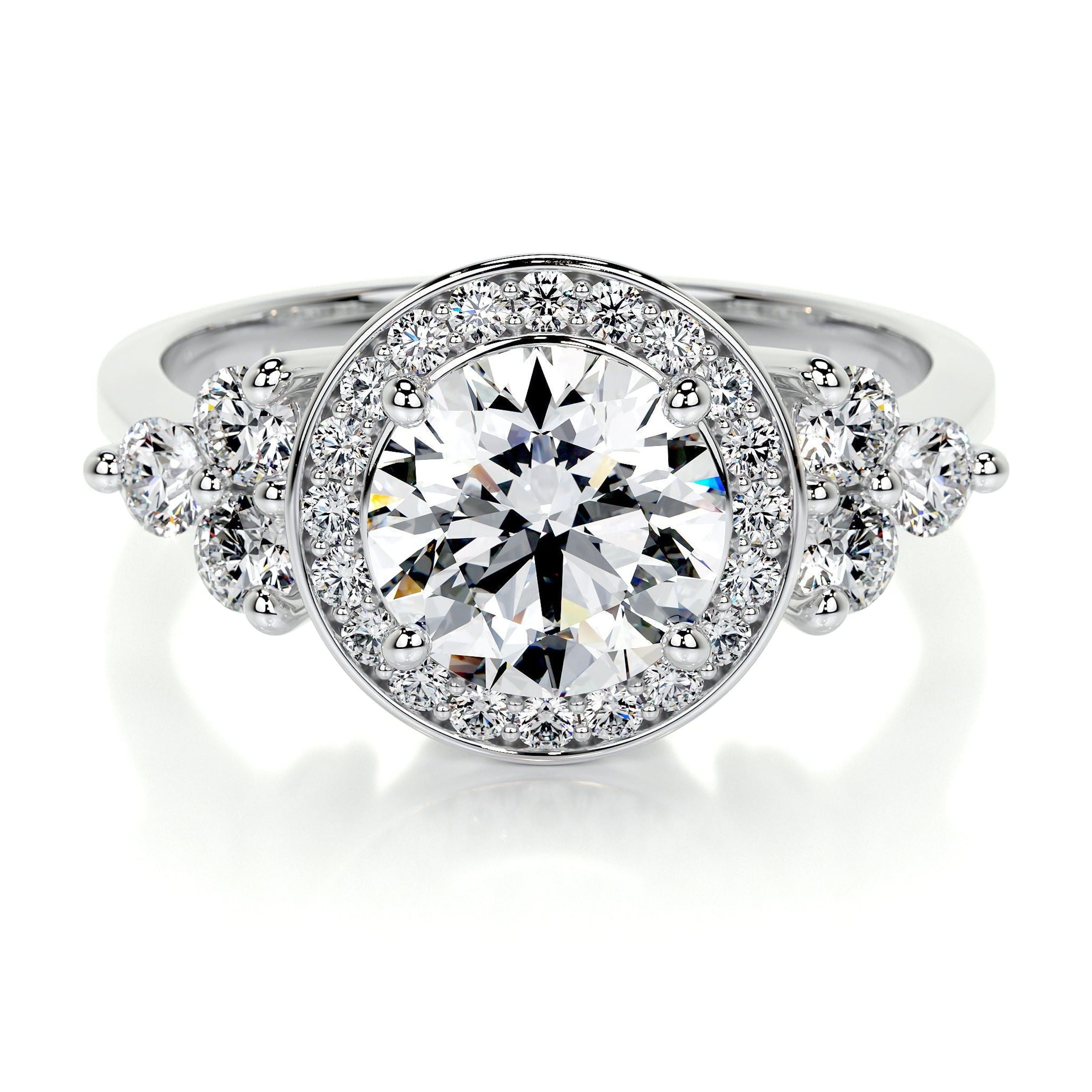 Edge Jewel Brilliant 2 Ct Round Cut Moissanite Ring - 14K White Gold ...