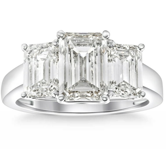 Edge Jewel Chic 2 Ct Emerald Cut Lab Created Diamond Ring - 14K White Gold Over Women's Engagement Solitaire Ring - Perfect for Anniversaries, Birthdays, and Romantic Gifts - Anniversary Gifts
