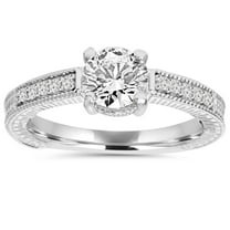 Edge Jewel 1.01 Ct Princess Cut Diamond Ring for Her - 14K White Gold Plated Rings Gifts - Party Wear Diamond Rings - Wedding Promise Ring for Women's - Engagement Wedding Solitaire With Accent Ring