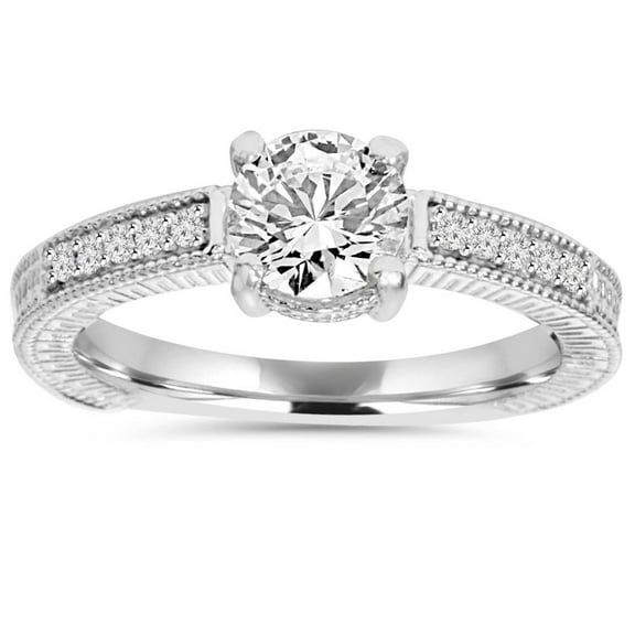 Edge Jewel 1.01 Ct Princess Cut Diamond Ring for Her - 14K White Gold Plated Rings Gifts - Party Wear Diamond Rings - Wedding Promise Ring for Women's - Engagement Wedding Solitaire With Accent Ring