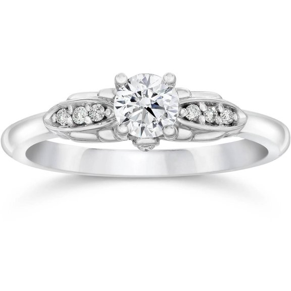 Edge Jewel Classic 1 Ct Round Cut Lab Created Simulated Diamond Rings - 14K White Gold Over - Simple Solitaire Prong Setting - Engagement Rings for Women's - Perfect Gifts for Special Moments