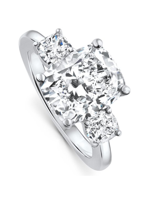 Classic 2 Ct Cushion Cut Diamond Engagement Ring - Lab Created Simulated Stone in 14K White Gold Over Ring - Prong Set for Maximum Sparkle - 9th Year Anniversary Gifts for Women's