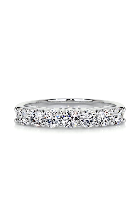 Half Eternity Diamond Rings - 1.3 Ct Round Lab Created Diamonds - 14K White Gold Plated Jewelry - Proposal, Gift, or Birthday Engagement Style