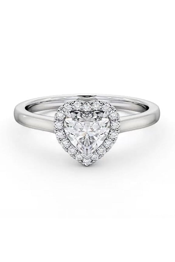 Heart Cut Excellent 2 Ct Diamond Engagement Ring - 14K White Gold Plated Wedding Anniversary Ring - Engagement Wedding Halo Ring for Women - Ever & Ever Halo-Style Engagement Rings