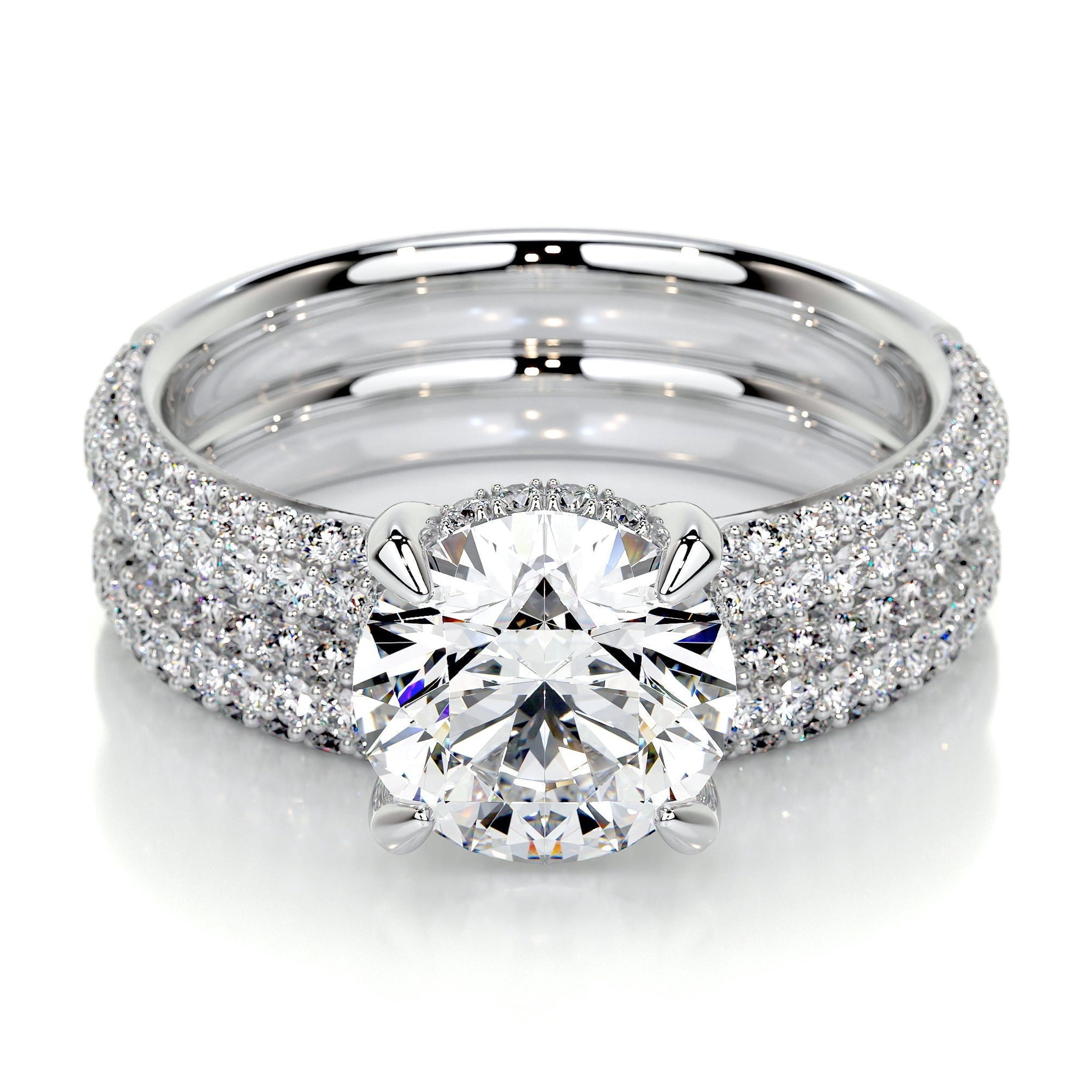 Edge Jewel Hidden Halo Round Cut 2 Ct Eternity Ring - Moissanite in 14K ...