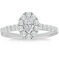 thumbnail image 1 of Edge Jewel Marquise Cut 1.2 Ct Lab Created Diamond Engagement Wedding Ring - Stamped 14K White Gold Over Diamond Ring for Women's - Wedding Jewellery For Bridesmaids Silver - Baby Shower Gifts, 1 of 6