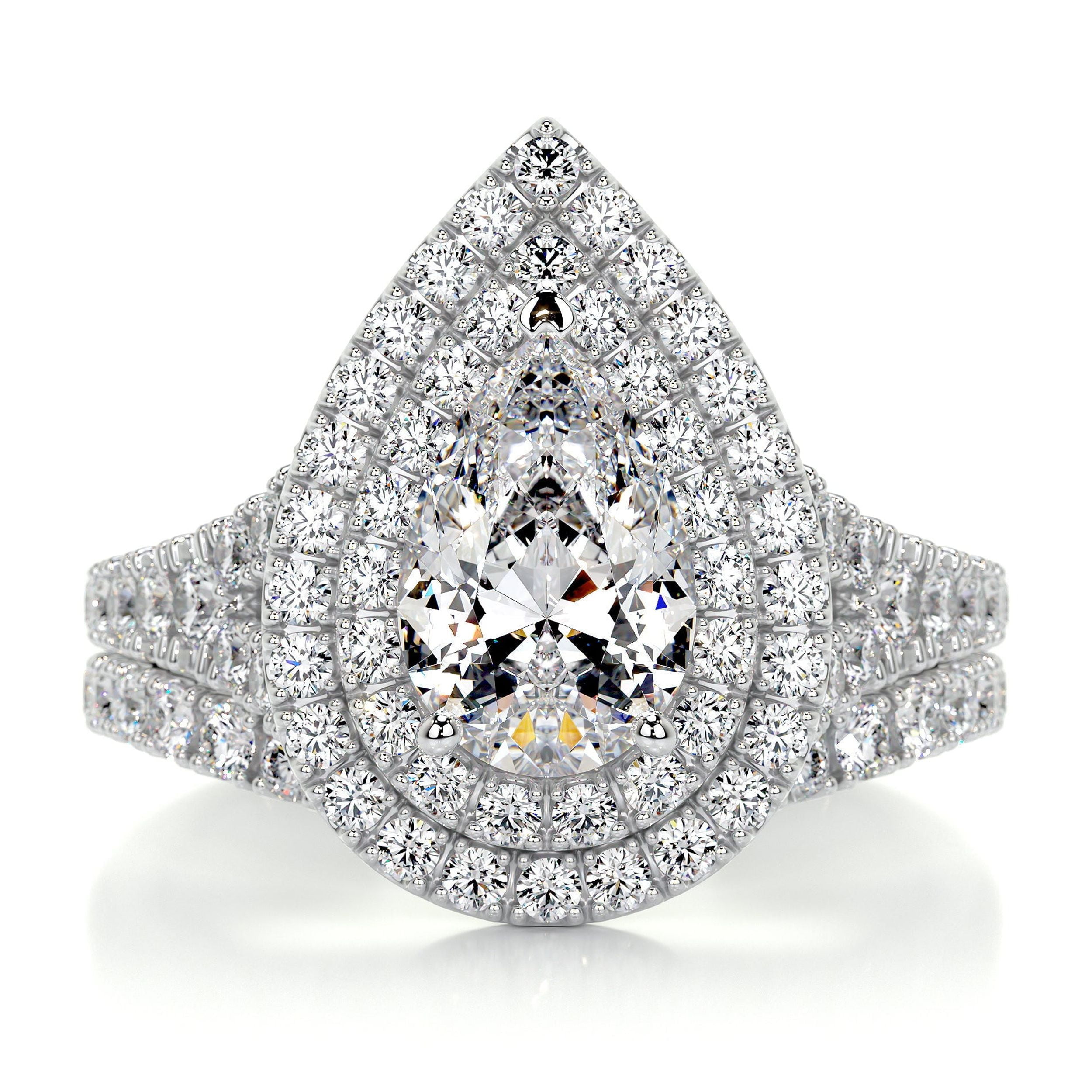 Edge Jewel Pear Cut Double Halo Engagement Ring Ct Lab