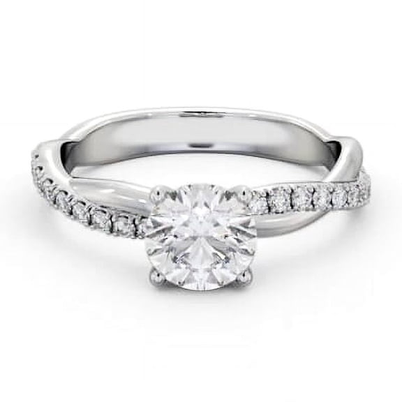 Edge Jewel Round Cut 0.8 Ct VVS1/D Lab Created Diamond Rings - 14K White Gold Plated Rings - Chevron Eternity Diamond Rings for Women - Silver Diamond Beautiful Special Occasion Rings for Her