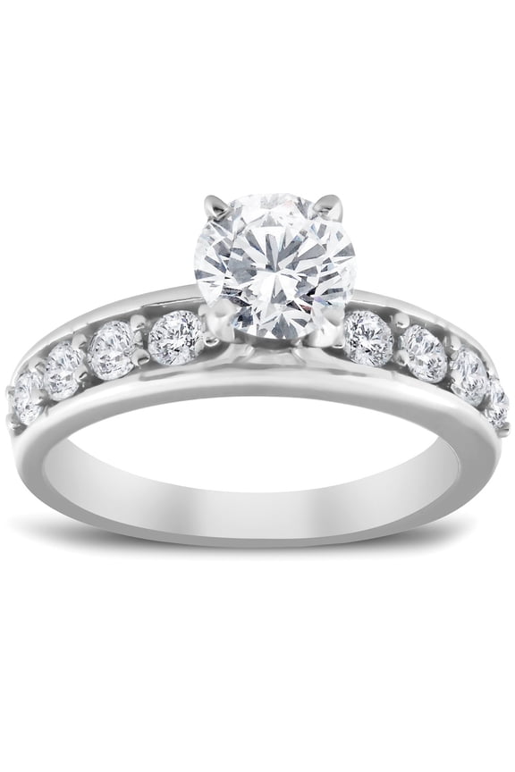 Round Cut 1.73 Ct Lab Created Diamond Engagement Wedding Rings - Stamped 14K White Gold Plated Anniversary Diamond Rings for Women's - Wedding Jewellery For Bridesmaids Silver