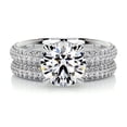 thumbnail image 1 of Edge Jewel Round Cut 2 Ct Lab Created Simulated Diamond - Wedding Ring - 14K White Gold Plated Band for Her - Solitaire With Accent Diamond Eternity Ring, 1 of 3