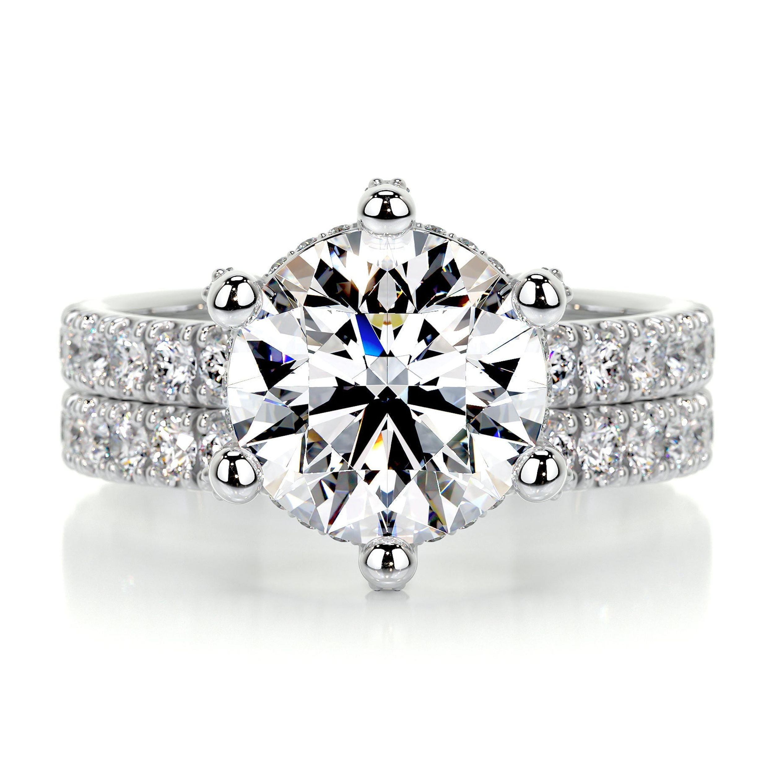 Edge Jewel Round Cut 2 Ct Moissanite - Wedding Ring - 14K White Gold ...