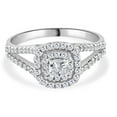 thumbnail image 1 of Edge Jewel Stamped 14K White Gold Plated Engagement Ring - Round Cut 1.42 Ct Lab Created Diamond Ring for Women's - Jewellery Silver Clearance Wedding Rings Sets - Anniversary Gifts Clearance Rings, 1 of 7