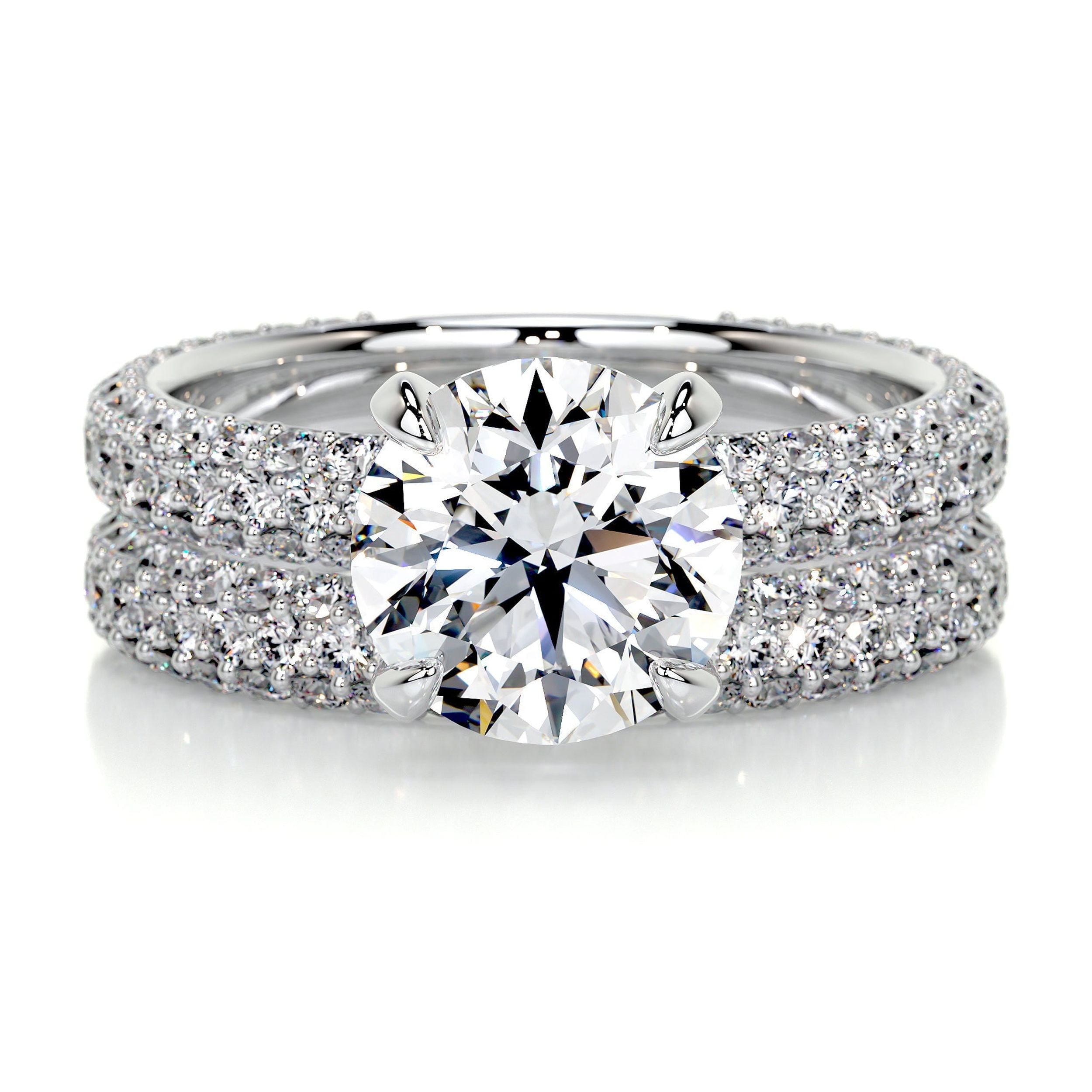 Edge Jewel Two Eternity Bridal Engagement Band - Round Cut 2 Ct Edge Jewel Two Eternity Bridal Engagement Band - Round Cut 2 Ct