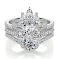 thumbnail image 1 of Edge Jewel Wedding Ring - 2.4 Ct Radiant Cut Excellent Moissanite Ring - 14K White Gold Plated Ring - Solitaire Accent Design - Hidden Halo Ring for Women, 1 of 3
